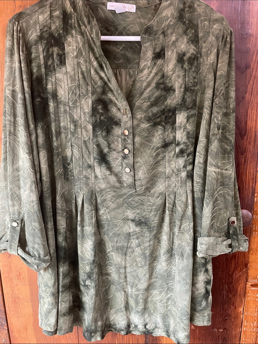 Westport Olive Green Long-Sleeve Henley Tunic